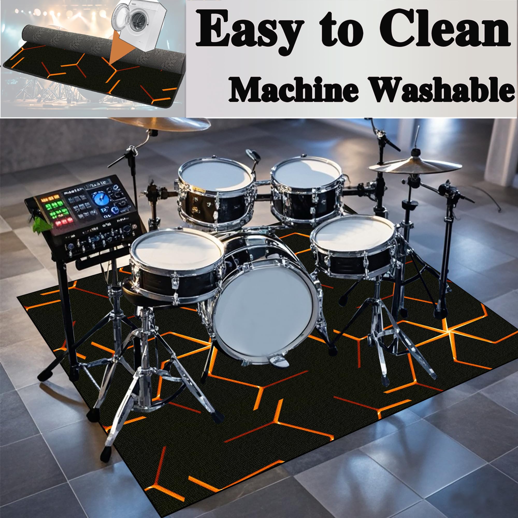 Drum Teppich Schlagzeug Teppich Schlagzeugteppich Schallschutz Akustik Teppich Schallschutzmatte Drum Rug Drum Matte Drumteppich rutschfeste Trommel Teppiche, Für Bass Drum Snare 200 x 160 cm