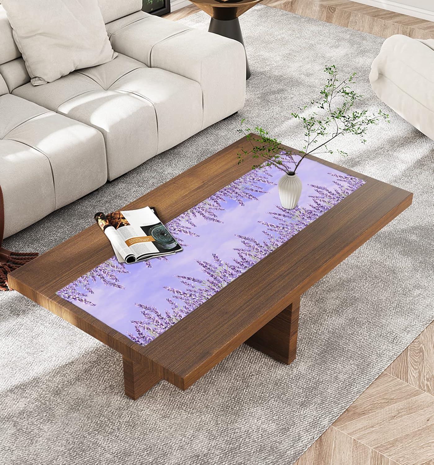 LIFEMUSION Lavender Table Runner 36 Inches Long Dress