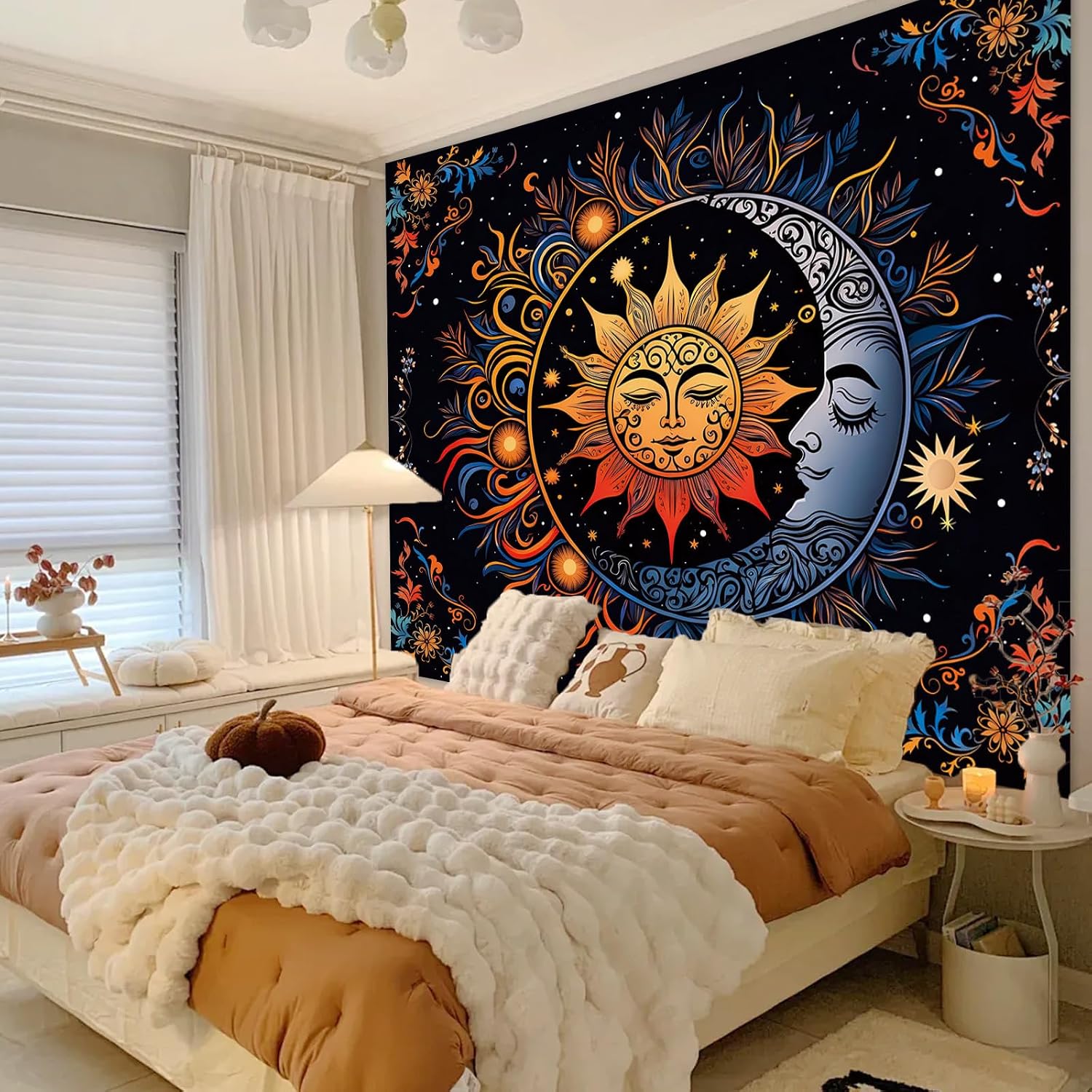 Apdidl Sun and Moon Boho Tapestry, Hippie Mandala Tapestries Wall Hanging image 4