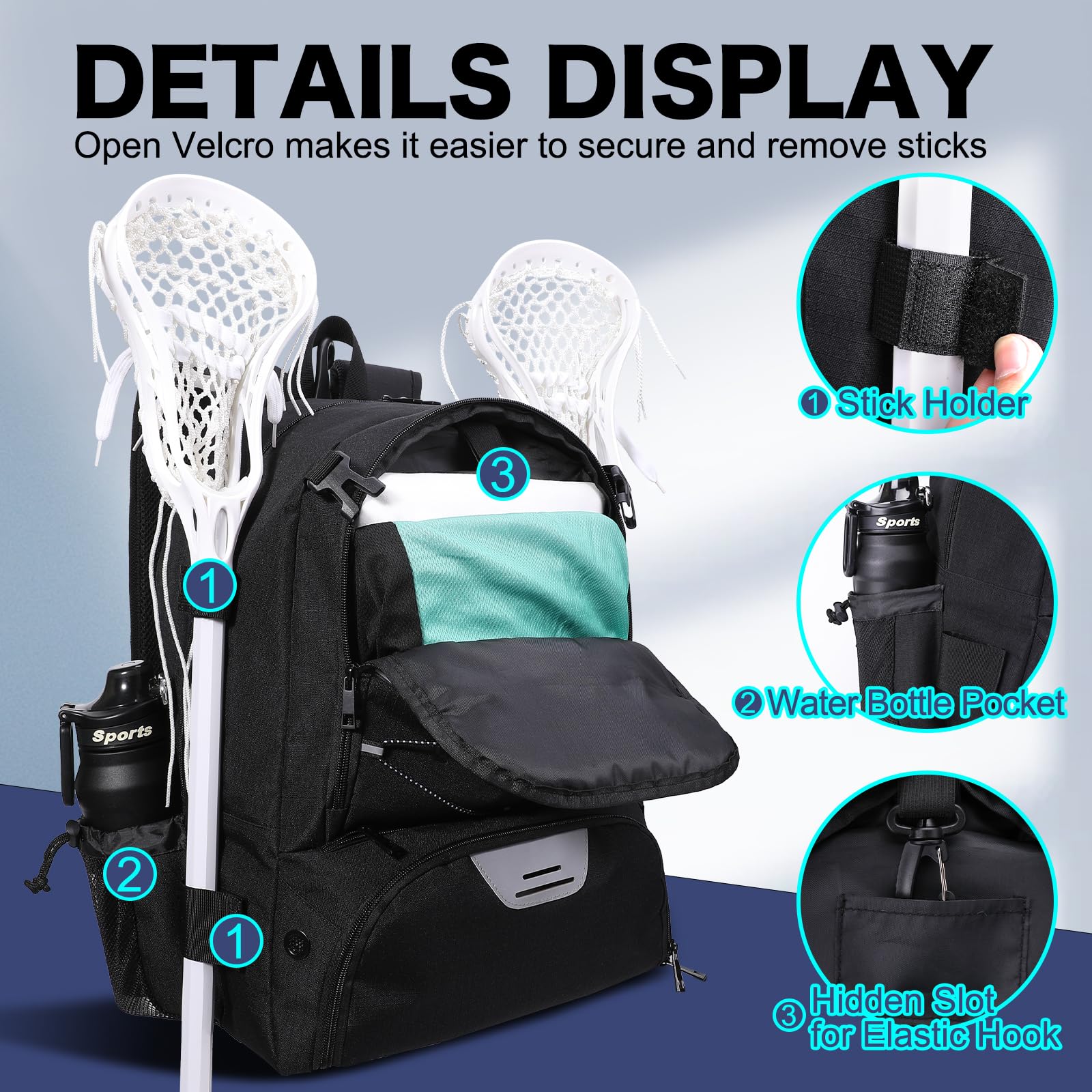 LARIPOP Turf Lacrosse Bag - Extra Large Lacrosse Backpack Bag For Lacrosse - View #11