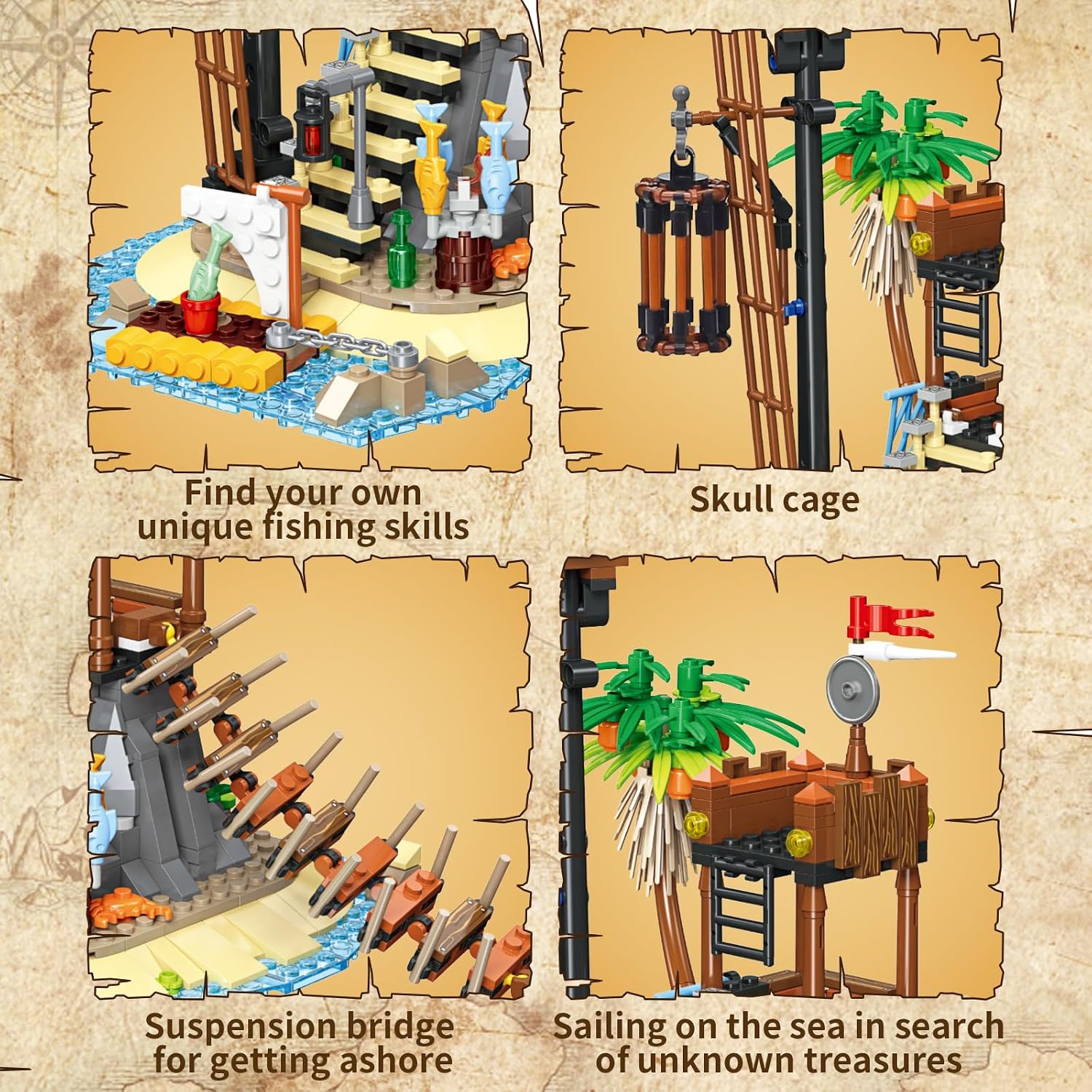 Pirate Island Watchtower Building Toys with Skeleton, Pirate Adventure Pretend Play Architecture Sets for Adults Kids Boys Age 8-12 +, STEM Building Kits Gift Ideal for Christmas Birthday (482 PCS)