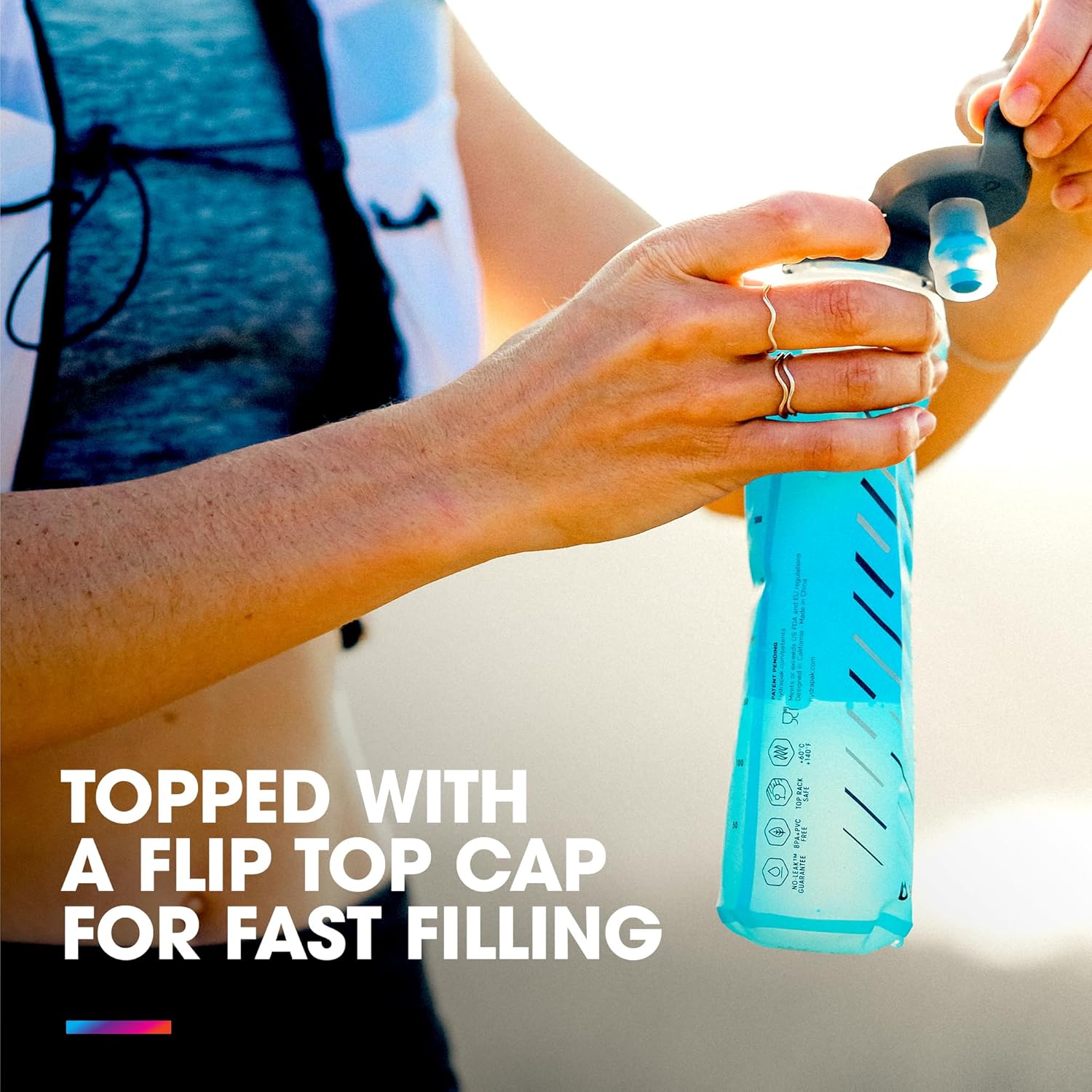HydraPak UltraFlask Speed (500ml or 600ml) - Collapsible Soft Flask Water Bottle for Hydration Vests and Running Packs with Easy Open Cap - Image 4