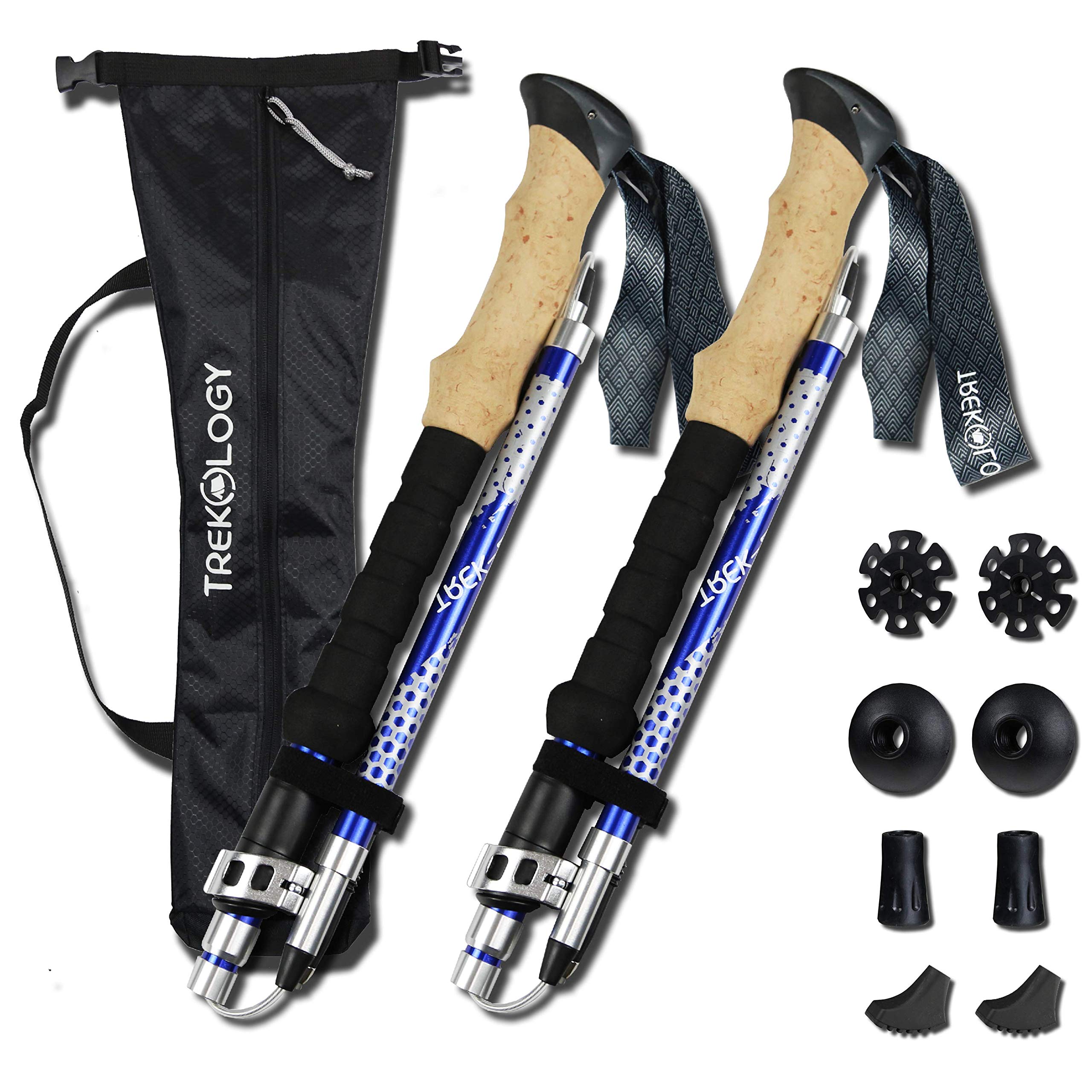 Trekology TREK-Z Collapsible Tri-fold Trekking Pole/Hiking Poles - Adjustable Lightweight Aluminum Walking Sticks, Portable Trail Cane with Foam Grip for Walking, Senior Trekking, Hike, Backpacking