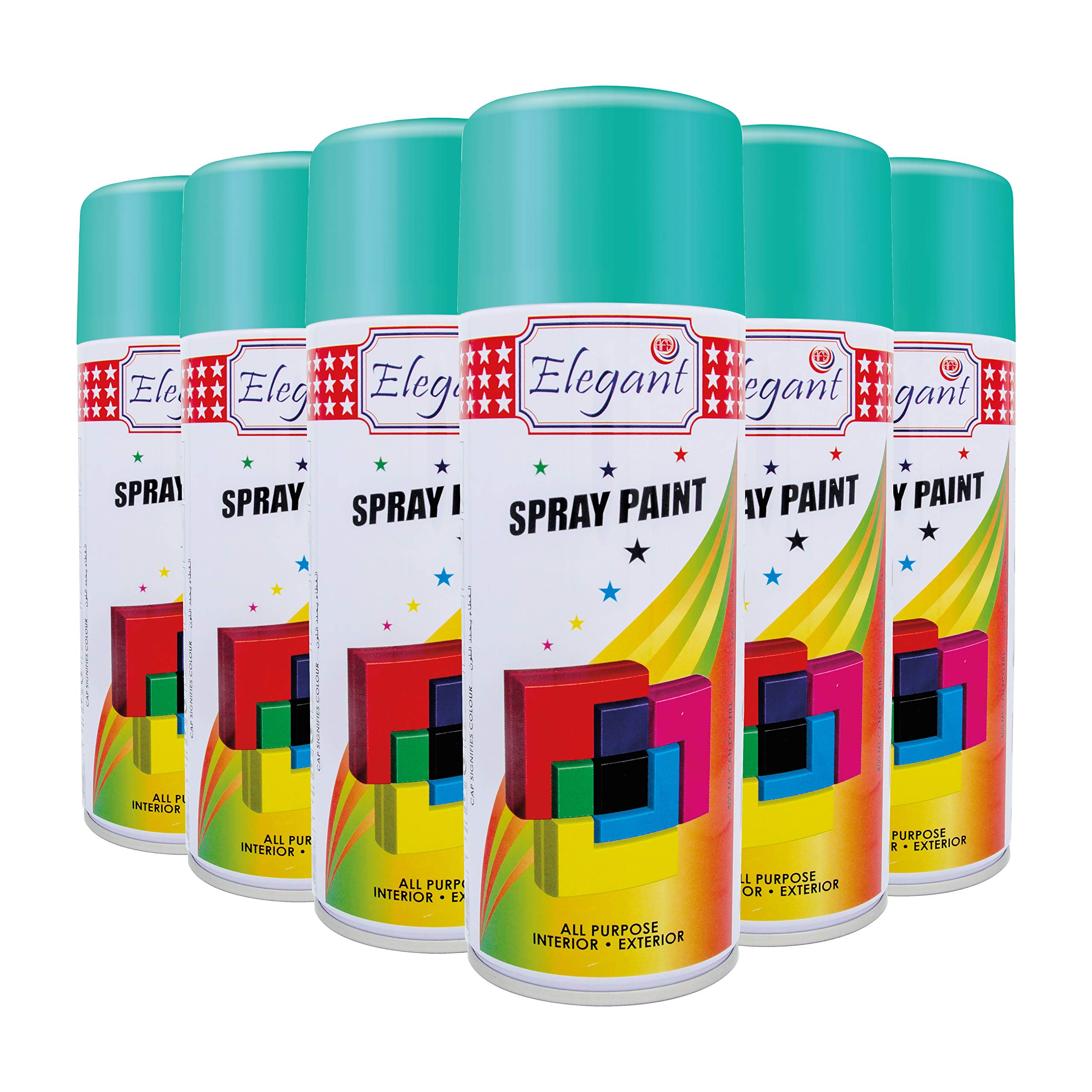 Elegant Multipurpose SPRAY PAINT – Light Green – 400ML – PACK OF 6, 6 Pack (400ML x 6 Pcs) – Fast Drying DIY Paint – All Weather Resistance – Interior And Exterior Acrylic Paint