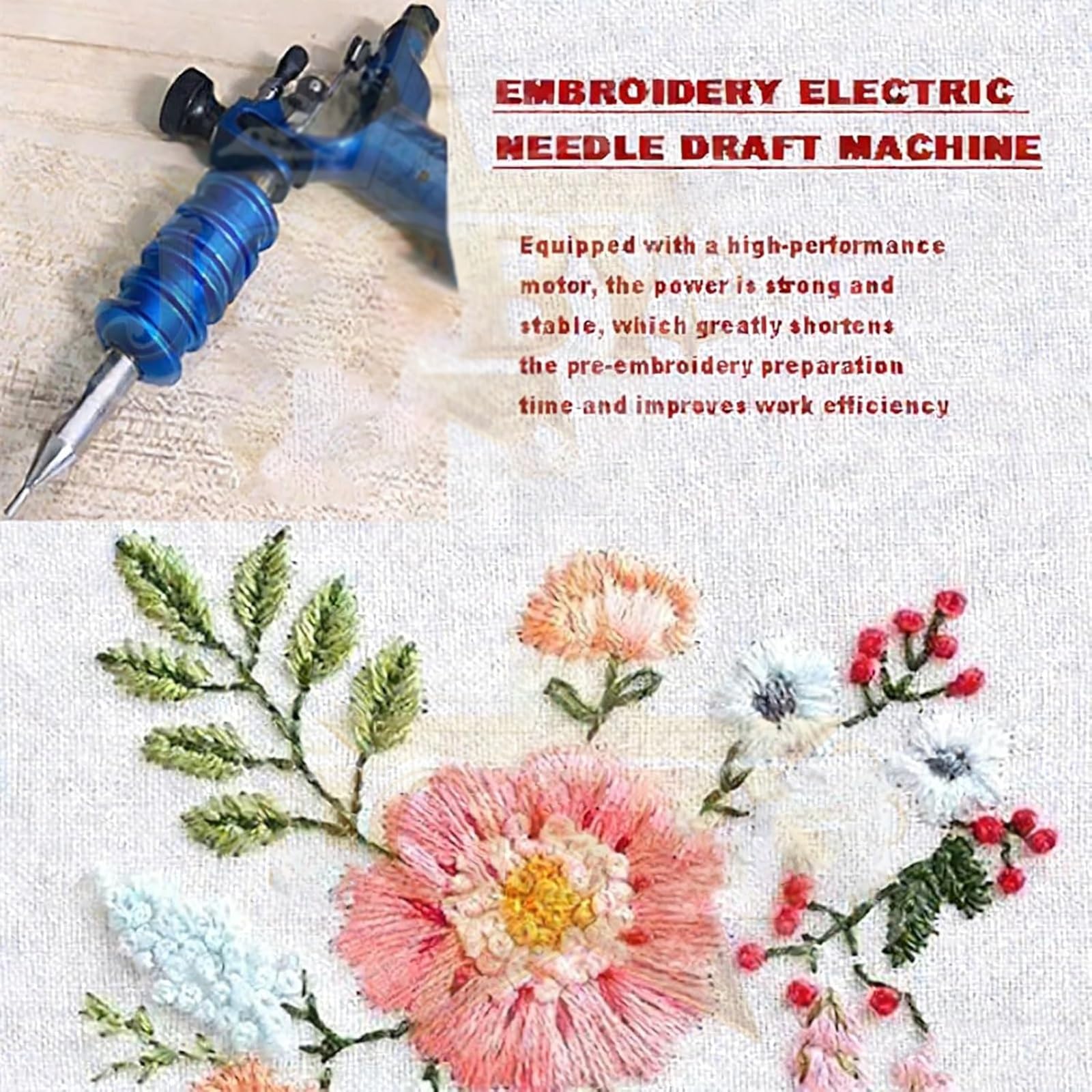 Elektryczna maszyna do haftu igłowego, maszyna do tworzenia wzorów sukni ślubnych z regulacją prędkości pokrętłem, przenośna do haftu krzyżykowego kreatywnego tworzenia wzorów