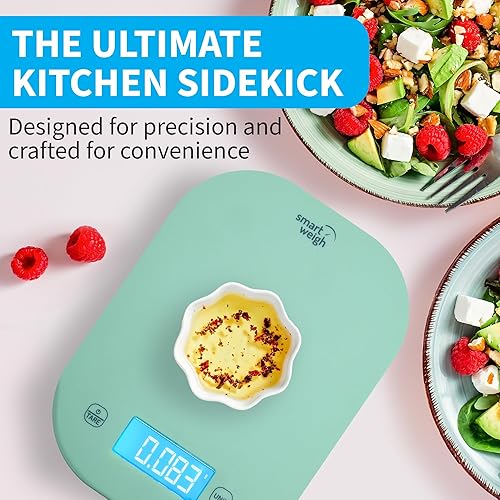 Miniatura 4 de Smart Weigh - Báscula digital de cocina color menta para cocinar, pérdida de peso, seguimiento de calorías, hornear, control de porciones de Verde