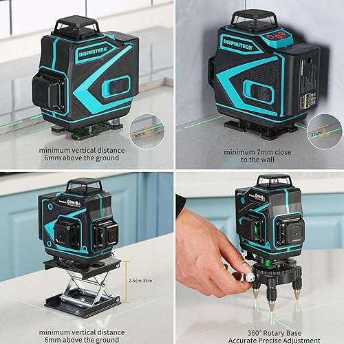 Miniatura 5 de Azulejo láser nivel 360 autonivelante - Piso 4 x 360 Green Beam Cross Line Lazer Leveler Tool - 16 líneas láser de nivel de techo 4D para