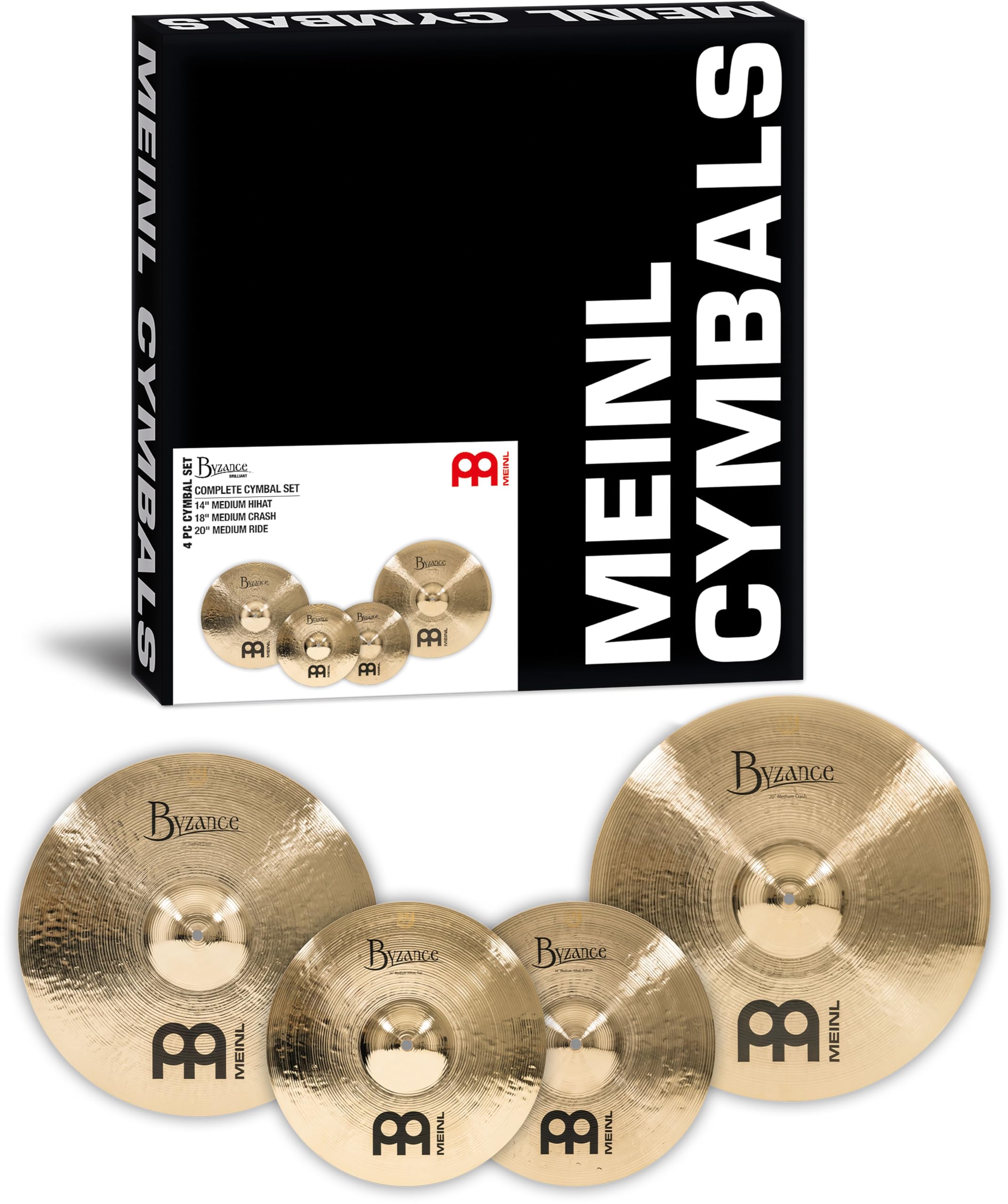 Meinl Cymbals Byzance Brilliant Complete Set — Made in Turkey — Hand Hammered B20 Bronze (BB-CS1)