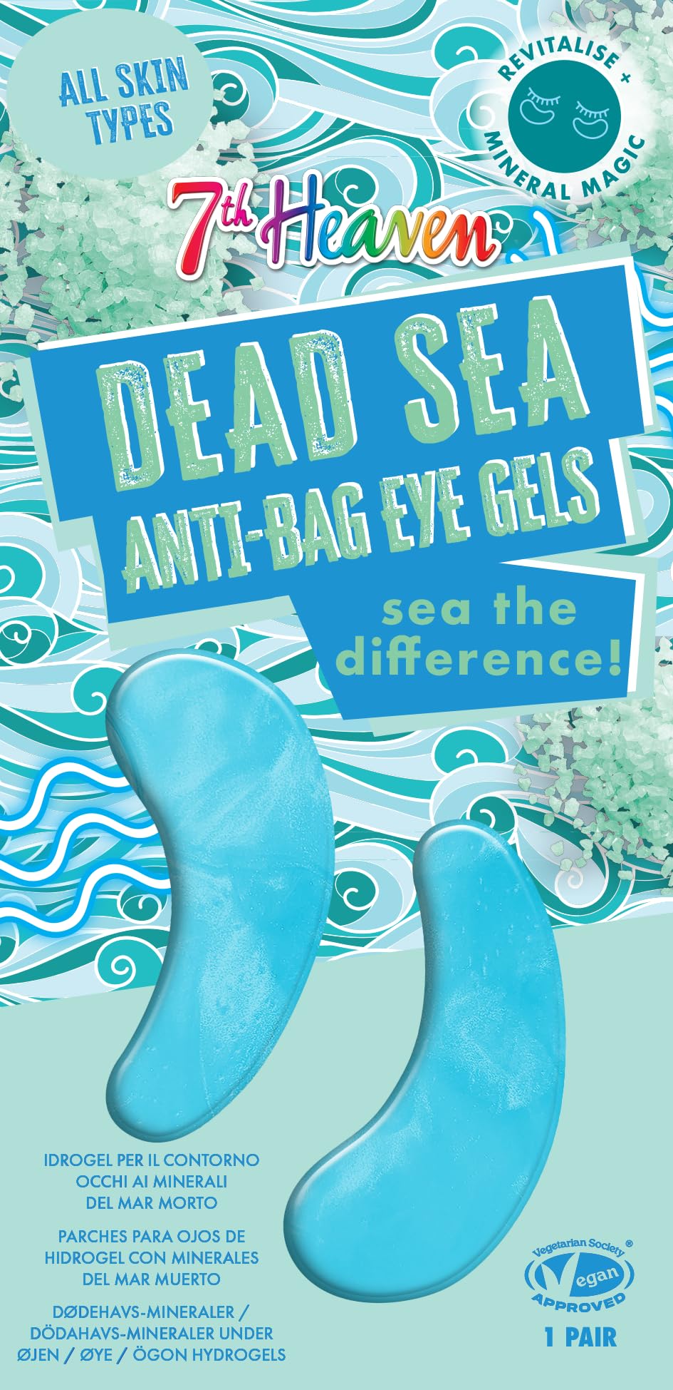 7th Heaven Dead Sea Anti-Bag Eye Gels with Hyaluronic Acid - 1 Pair of Under Eye Hydrogel Patches