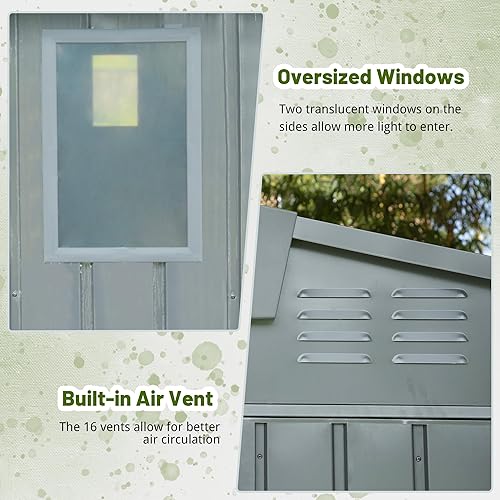 Miniatura 4 de Domi Cobertizo de almacenamiento para exteriores, 11 x 12.5 pies, cobertizos de herramientas de metal con puerta doble con cerradura, cobertizo