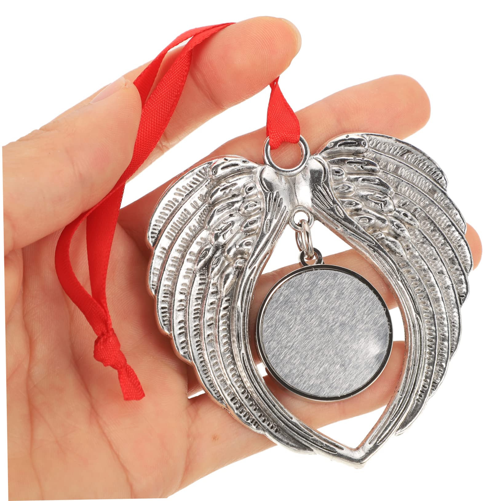 Zerodeko 3 Series Colgante De Alas De Ángel Navidad Pegatinas Espacios En De Sublimación De Navidad Adornos De Fotos para El Árbol Adorno De ala Silver Aleación De Zinc 6 Piezas*3