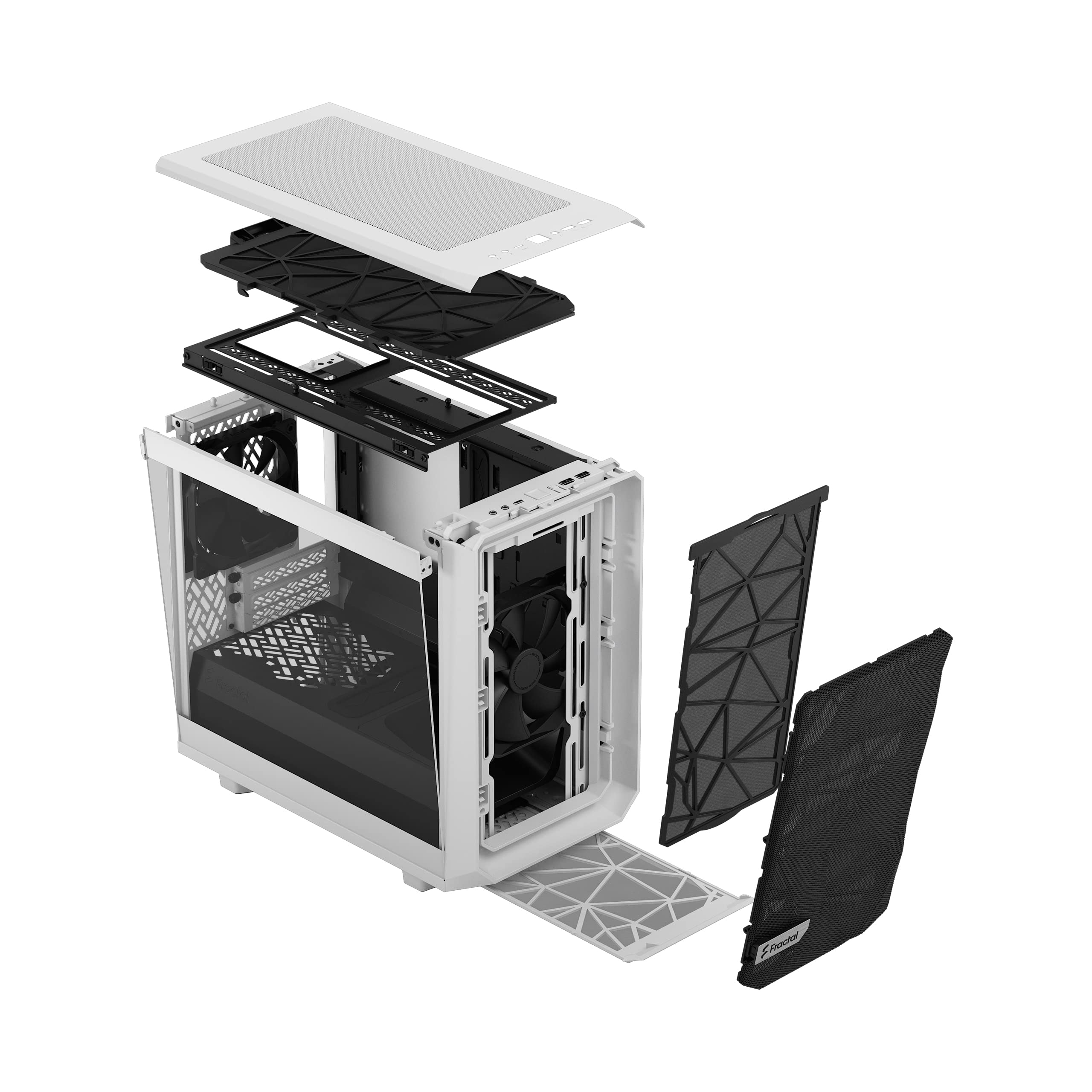 Fractal Design Meshify 2 Nano - MinI-Itx Tower (geh?rtetes Glas) - Keine Spannungsversorgung (atx) - Wei? - Usb/audio (fD-C-Mes2N-02)