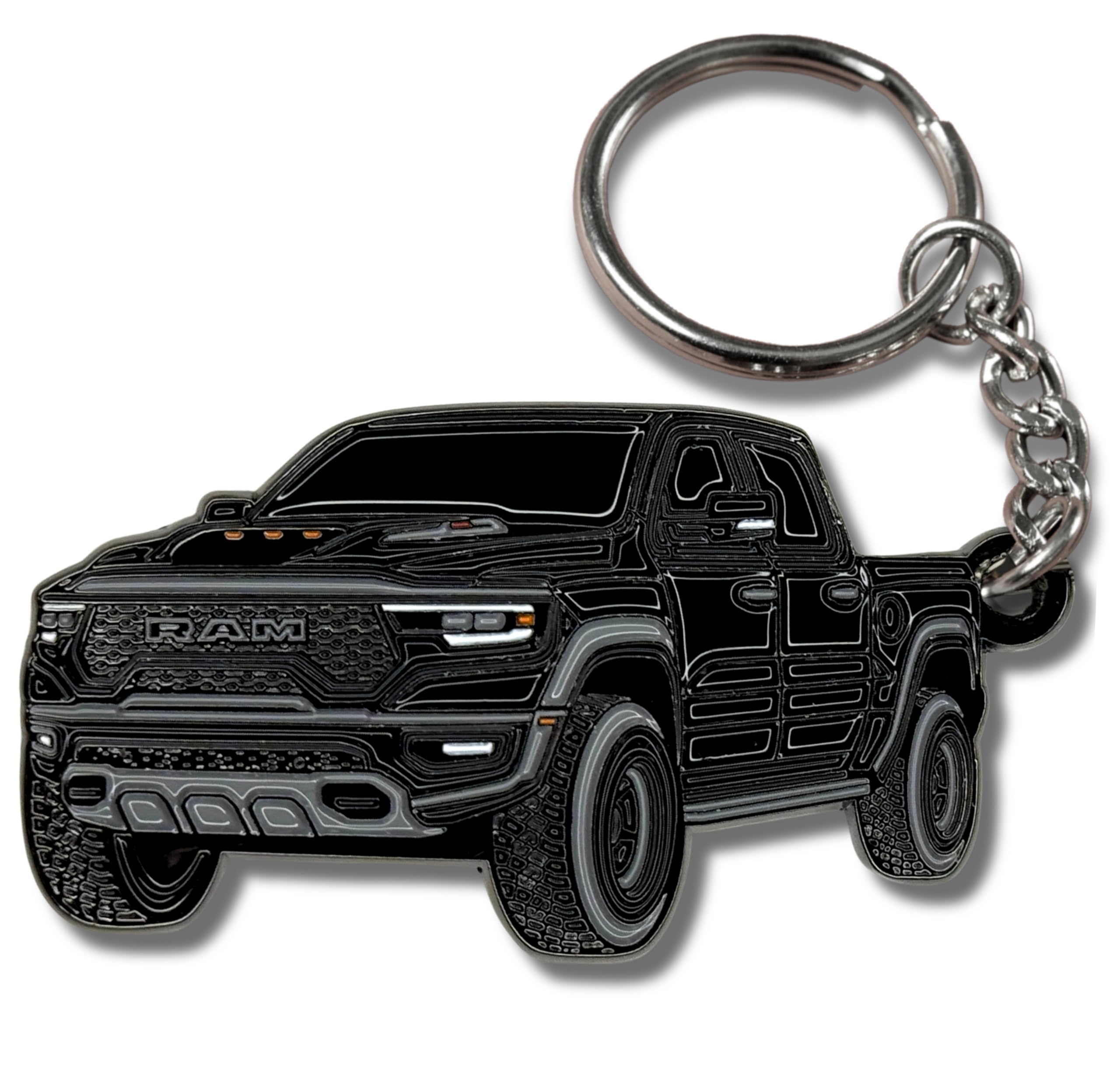 FOUR WHEEL BEAST Dodge RAM Keychain 1500 Accessories - Officially Licensed - Ram 2500 Toy Truck Key Chain 2019-2025 (Black)