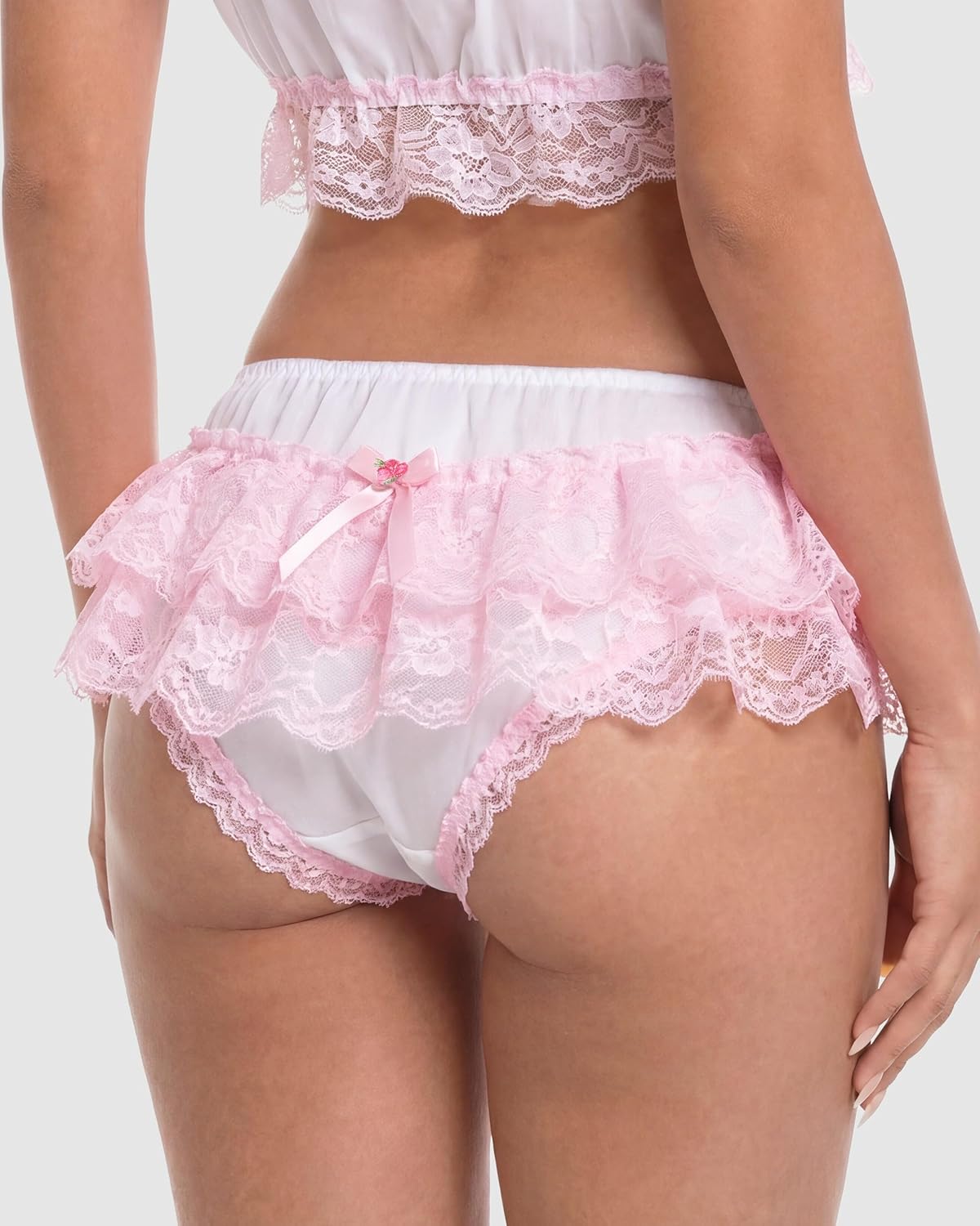 Satini Women's Sheer Frilly Sissy Soft Lace Knickers Briefs Panties - Image 3