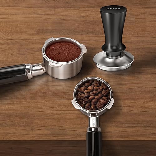 Miniatura 8 de Wirsh - Portafiltro sin fondo de 2.008 in, 3 orejas, de acero inoxidable, sin fondo, con cesta de filtro no presurizada para máquina de café expreso