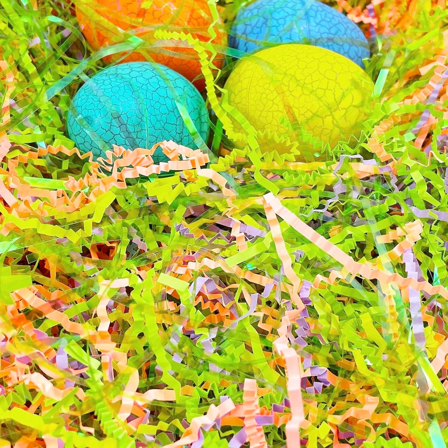 200g Easter Grass Crinkle Cut Paper Easter Grass Basket Filler Recyclable Shred Filler Mix Raffia Grass for Gift Box Basket Filler Party Birthday Gift Wrapping (7oz)