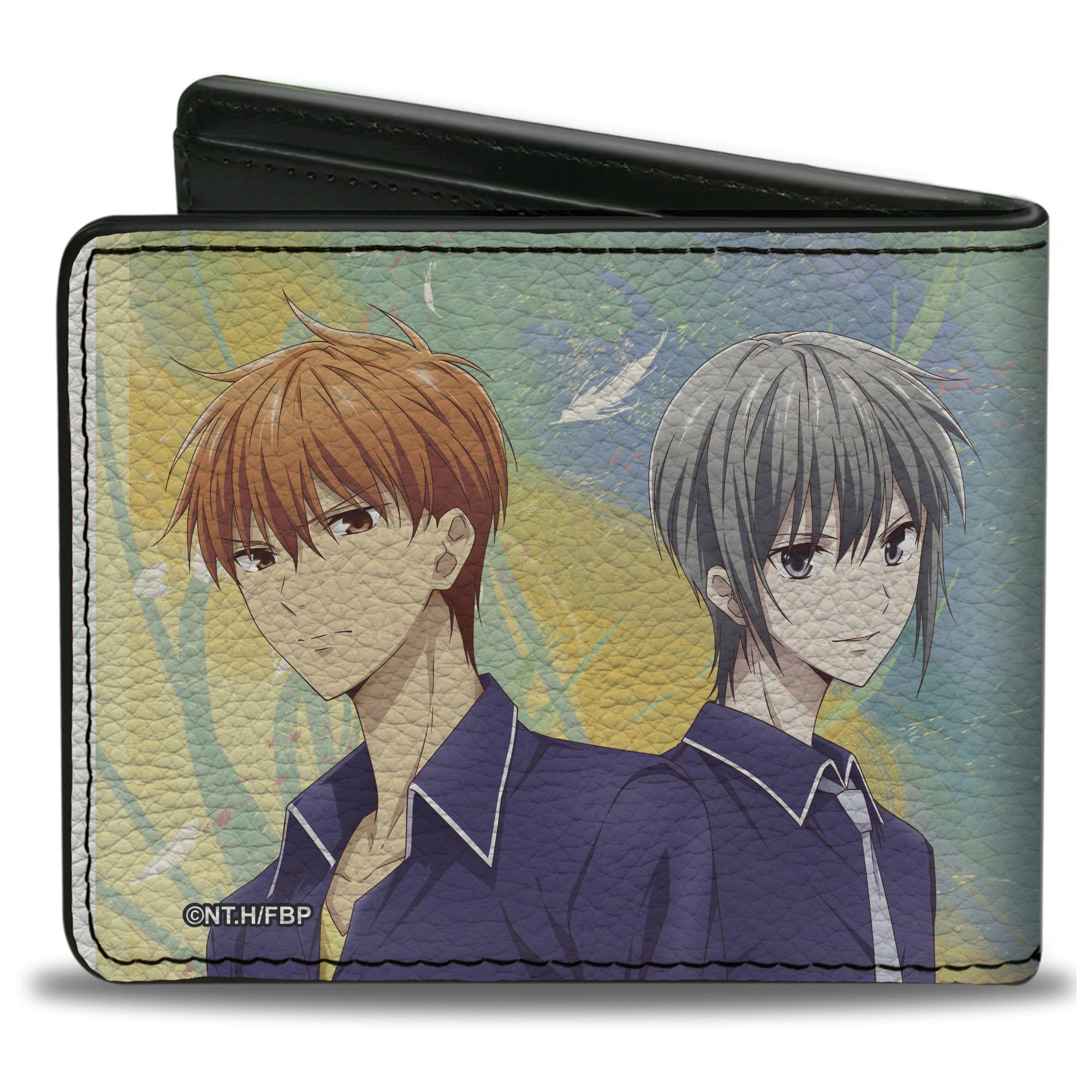 Buckle-Down Crunchyroll Wallet, Bifold, Fruits Basket Kyo Yuki and Tohru with Cat Rat and Dog Pose, Vegan Leather