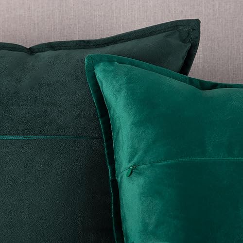 Miniatura 5 de MADIZZ Juego de 2 fundas de almohada decorativas de terciopelo súper suave de 18 x 18 pulgadas, cuadrados verdes con flecos, estilo de lujo, fundas
