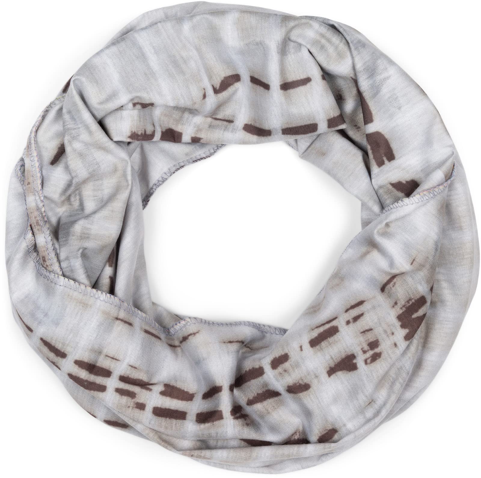 styleBREAKER Unisex Loop Scarf with Batik Stripe Pattern Print, Lightweight Tubular Scarf Gradient, Shawl 01016213, Colour:Light grey-olive