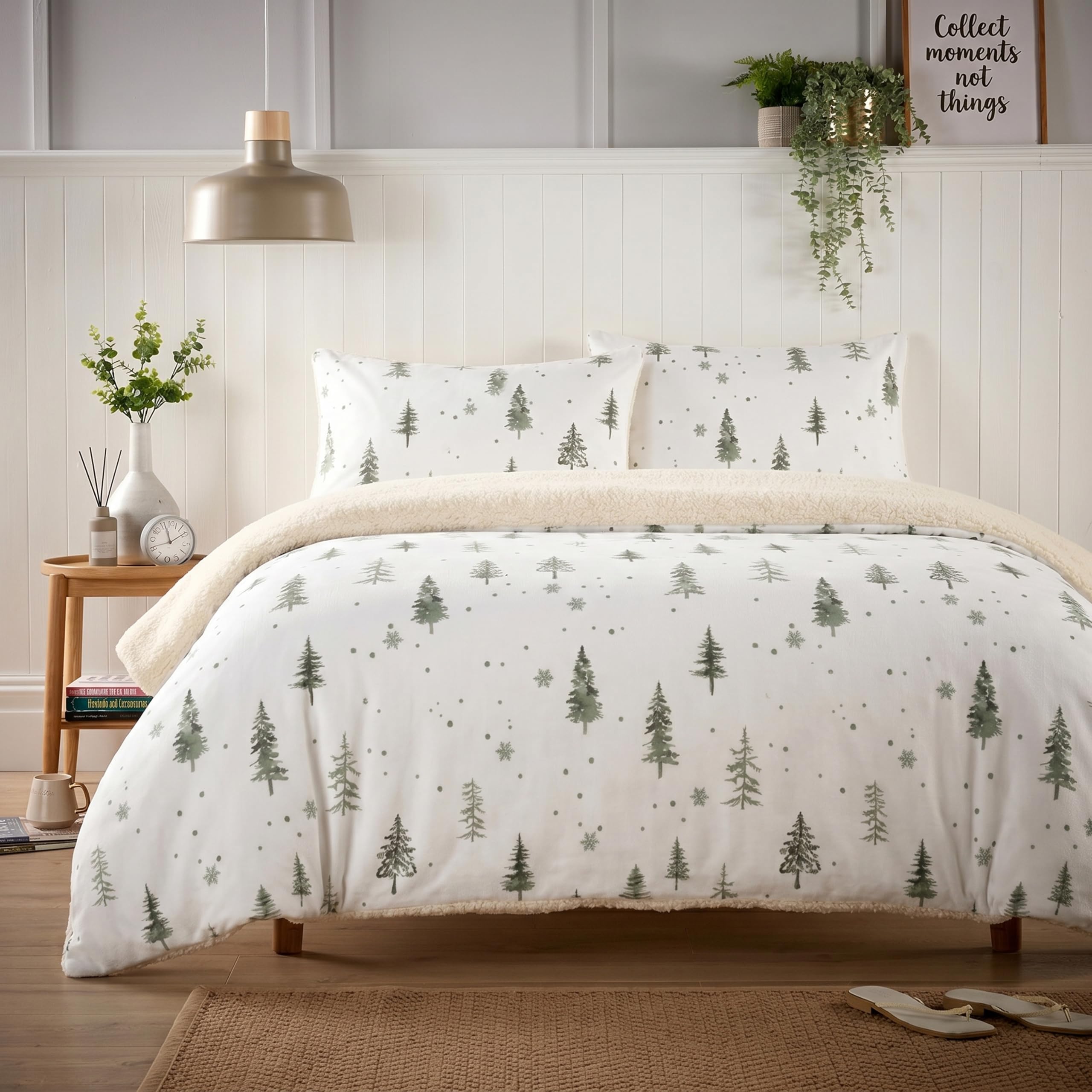 Olivia Rocco Teddy Fleece Duvet Cover Set Printed Super Soft Quilt Bedding Sets Warm Winter with Pillowcase (St Moritz, King)