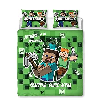 Character World Minecraft Block Check Official Double Duvet Cover