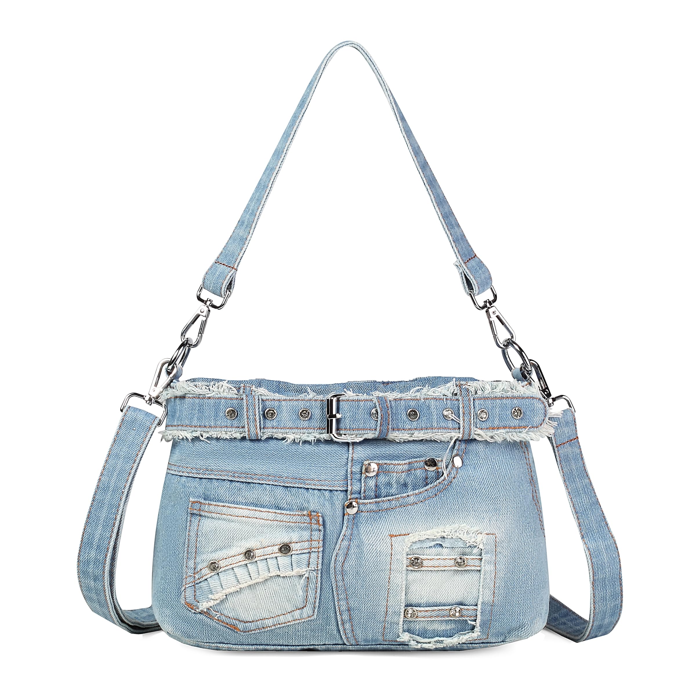 YeFine Casual Washed Denim Shoulder Bags Top Handle Dame's Hobo Bags YeFine Casual Washed Denim Shoulder Bags Top Handle Dame's Hobo Bags