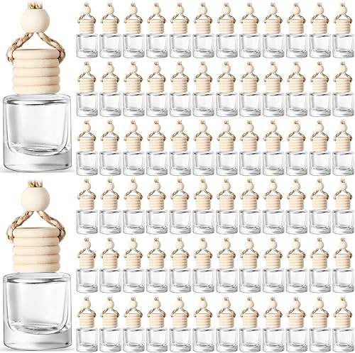 BBTO 100 Piezas Ambientadores de Aire para Automóvil Difusor con Difusor de Aromaterapia Vacío de Madera Soporte de Fragancia Transparente Colgante