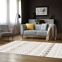 Vamcheer Modern Szőnyeg Beltéri Kültéri Használatra, Csúszásmentes Futó Szőnyeg Konyhába Étkezőbe, Boho Geometrikus Mintás, Bézs 200x300 cm 7