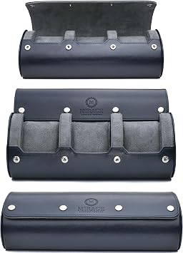 Watch Case Travel Organizer - Watch Roll Case - 3 Watch Case Display Storage - Watches Accessory Gift - Midnight Blue Vegan Leather