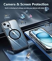 Vista 5 de FNTCASE Funda para iPhone 15 Plus: Fundas magnéticas transparentes para teléfono con protector de pantalla compatible con Magsafe Slim Anti