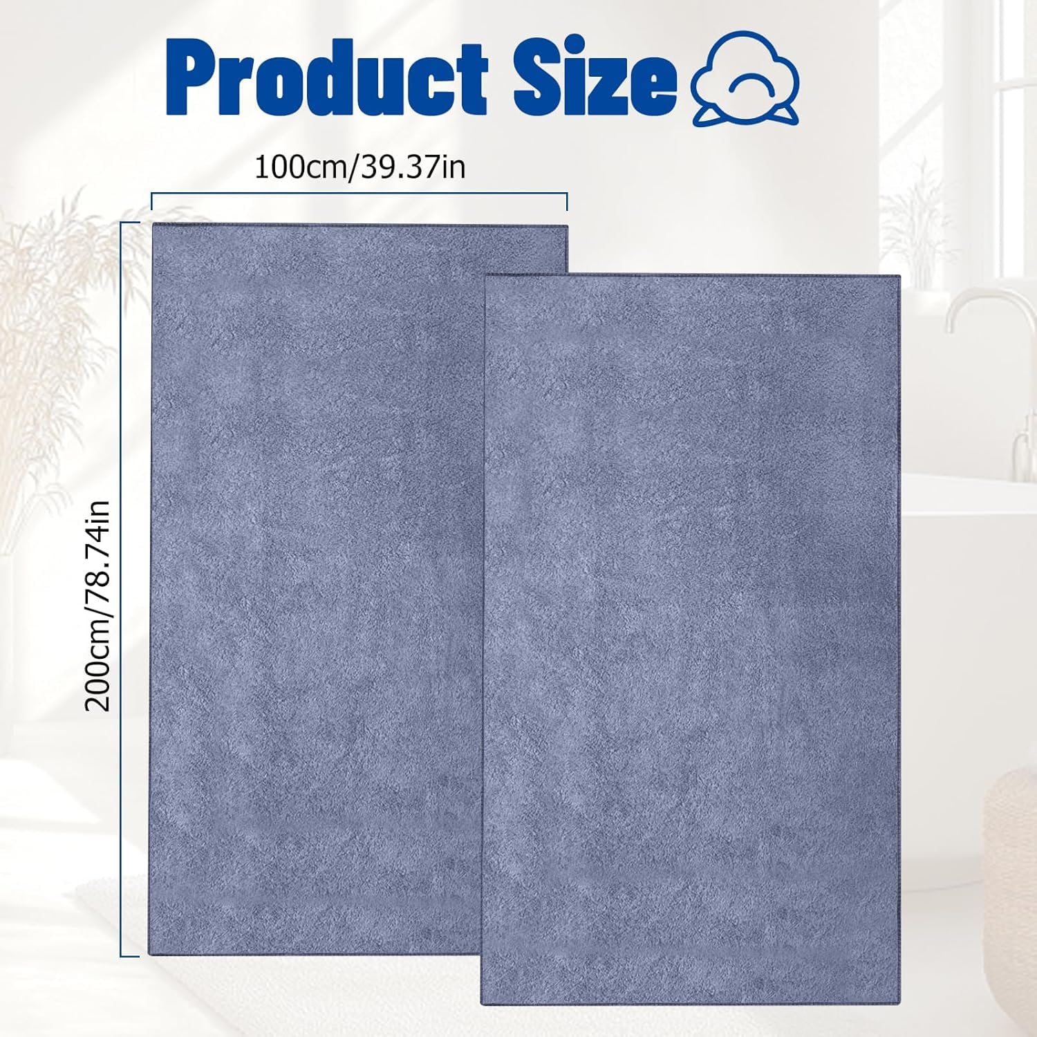 2 Pezzi Telo da Bagno Grande, 100x200 cm Grandi Asciugamani da Bagno, Super Assorbente, Morbido e Soffice, Ideali per Bagno, Palestra