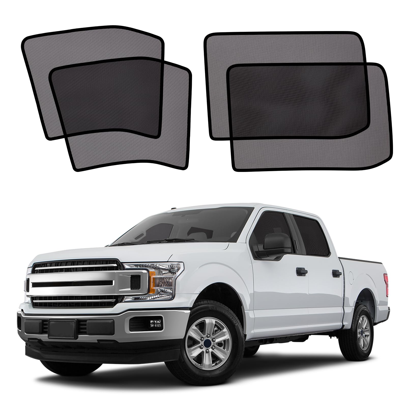 XCBYT Car Window Shades for 2015-2024 F150 Sun Shade for Car Baby Side Window with Breathable Mesh Blocking 99% UV Glare and Privacy Protection Safe Driving for Napping Camping Dressing (4 PCS)