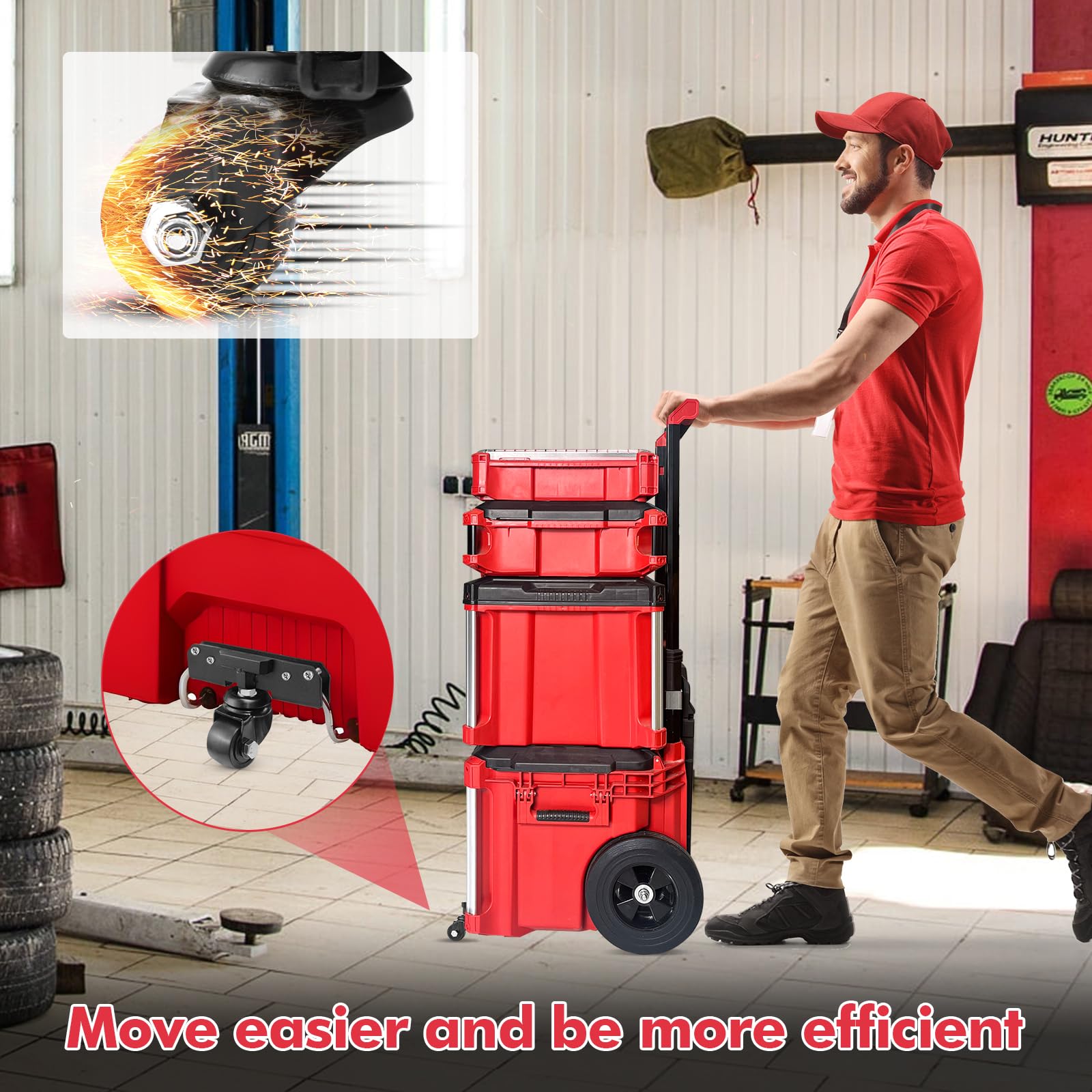 Ruedas delanteras compatibles con Milwaukee Packout, accesorios de ruedas giratorias para caja de herramientas