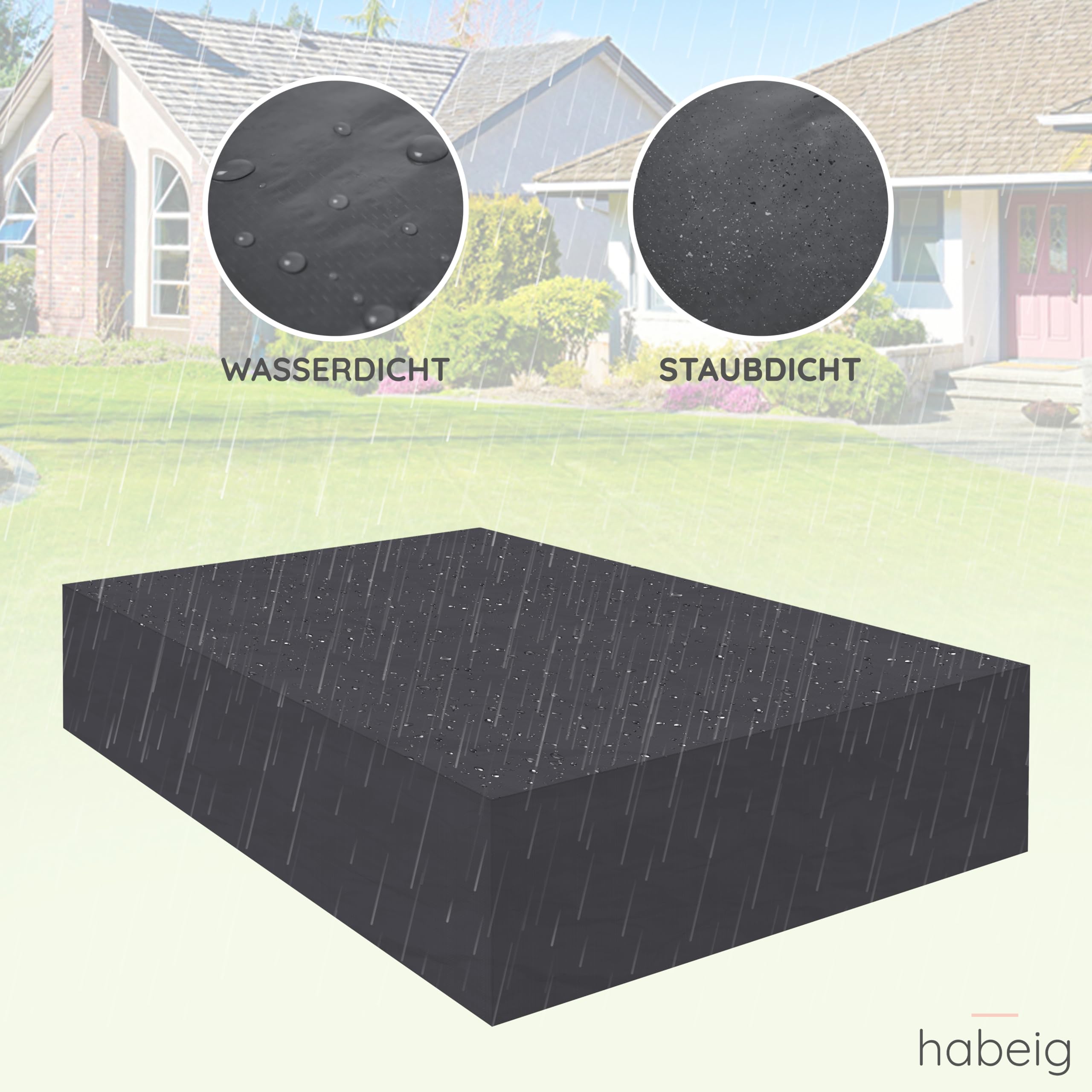 habeig Schutzhülle Abdeckung Gartenmöbel 300x250x90 cm PP-Woven wasserdicht für große Sitzgruppe Schutzhaube