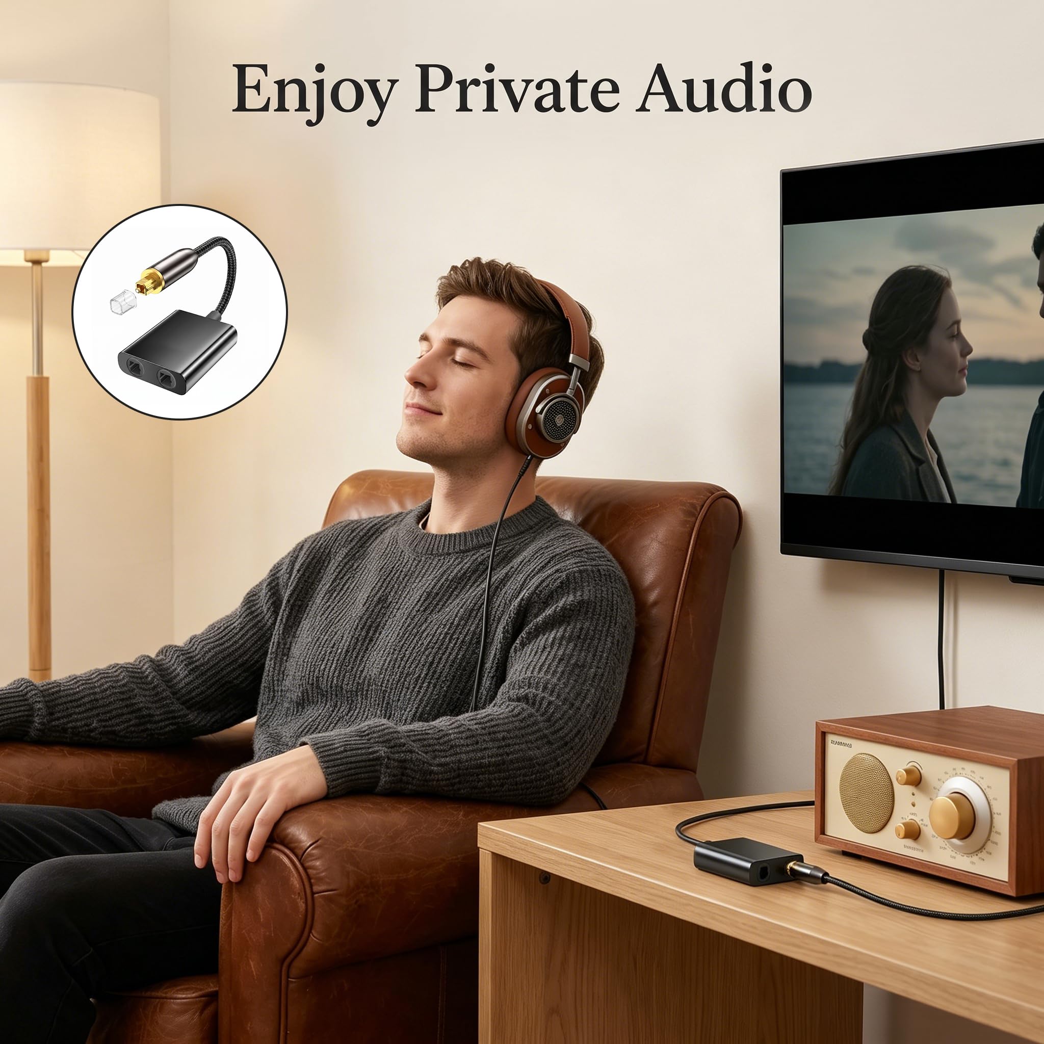 Optischer Splitter, Toslink Splitter 1 In 2 Out SPDIF Audio, Toslink Verteiler Digital Adapter Kabel für TV Soundbar, DVD Verstärker, AV Receiver HDTV, Surround Sound, Glasfaser Vergoldete Stecker