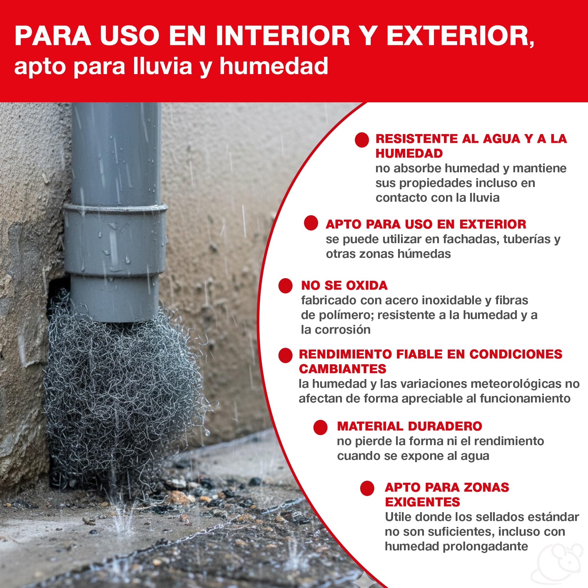 SWISSINNO Lana de Acero Anti roedores -antiratas y Ratones- – Malla roedores INOX Reutilizable para sellar Agujeros – Repelente de Ratas y plagas, contra Insectos – 1 Unidades