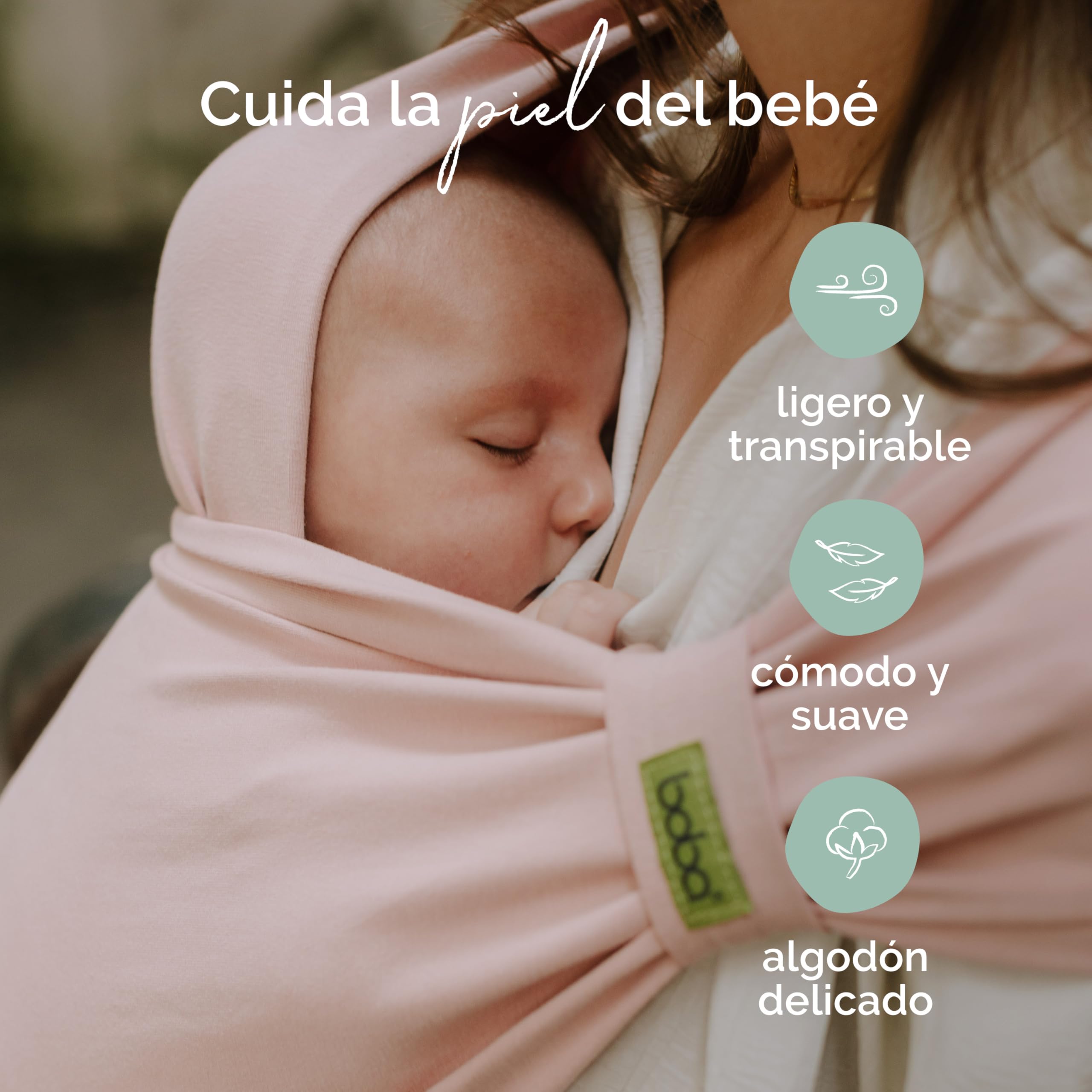 Boba Bliss Portabebés Recién Nacidos y Niños Pequeños, Mochila Portabebés Ergonómica, Fular Portabebé 2 en 1, Canguro para Bebé sin Ataduras, Fular Portabebé Suave y Elástico, 3-15kg (Bloom Bliss) - 4