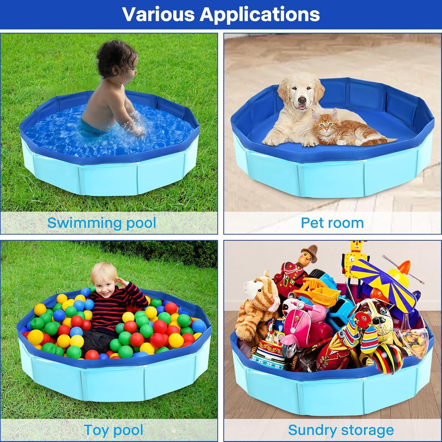 Piscina per cani e gatti, piscina per animali domestici, vasche da bagno per cani, piscina per cani di piccola taglia, piscina per cani di taglia grande, piscina pieghevole per cani, adatta per