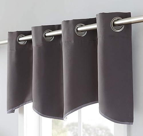 Miniatura 2 de LinenZone 1 panel de cortina festoneado con ojales de alta calidad, 54 pulgadas de ancho x 18 pulgadas de largo, cortinas sólidas con aislamiento