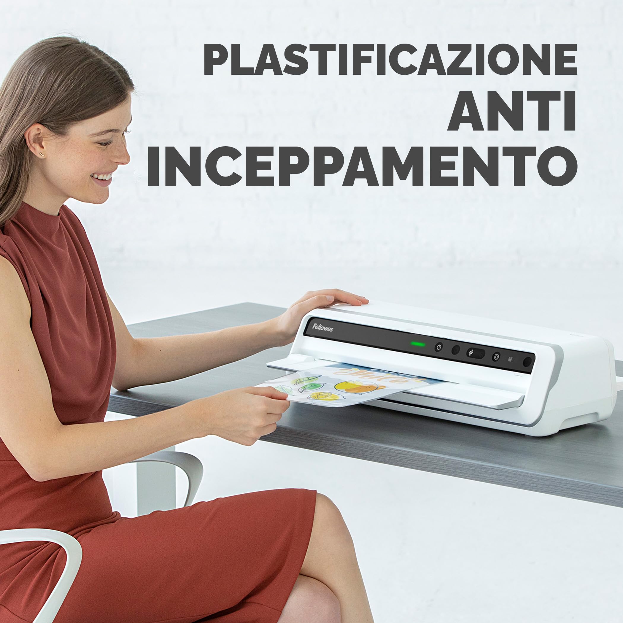 Fellowes plastificatrice a caldo Venus A3, formato A3, fino a 250 micron, per ufficio, riscaldamento rapido, con retromarcia e modalità riposo, colore bianco, incluso starter pack di 10 pouches