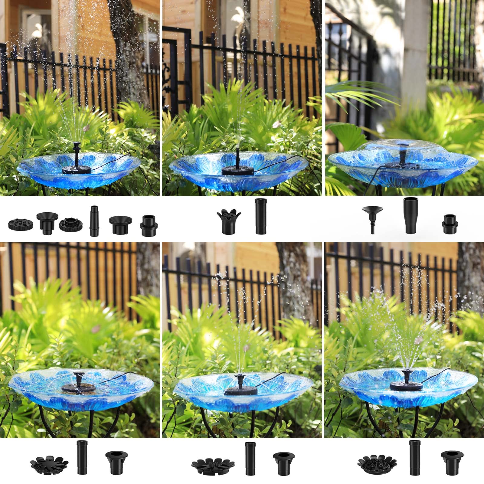 AISITIN 12W Solar Springbrunnen Teichpumpe mit 2M Wasserleitung 21 Fontänenstile für Garten
