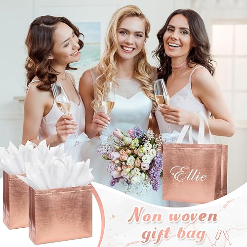 Miniatura 5 de Sweetude 50 bolsas de regalo reutilizables con asas, bolsas de regalo de comestibles con papel de seda con purpurina, bolsas de compras para regalo