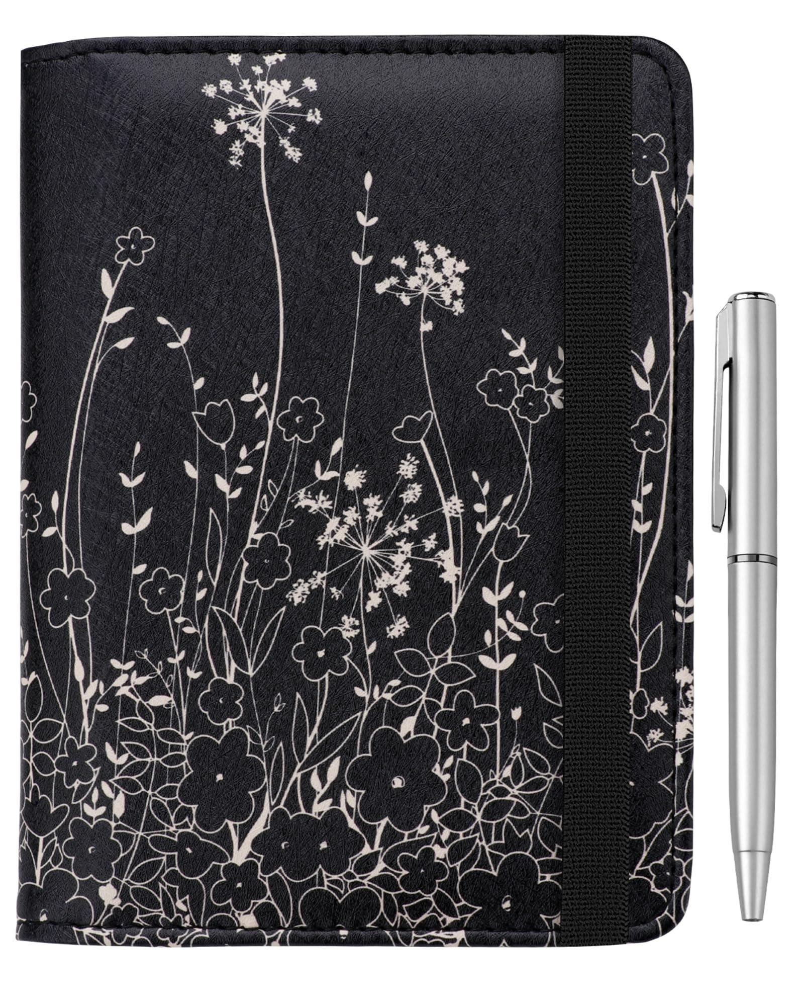 WALNEW Passport Holder for Travel, RFID Passport Cover Wallet for Women Men, PU Leather Passport Book Card Holder Case with Pen (Elastic Band Closure,