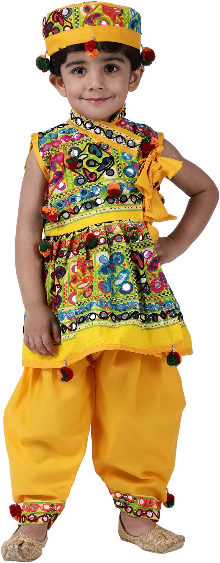 BownBeeSleeveless Mirror work kedia dhoti set - Black