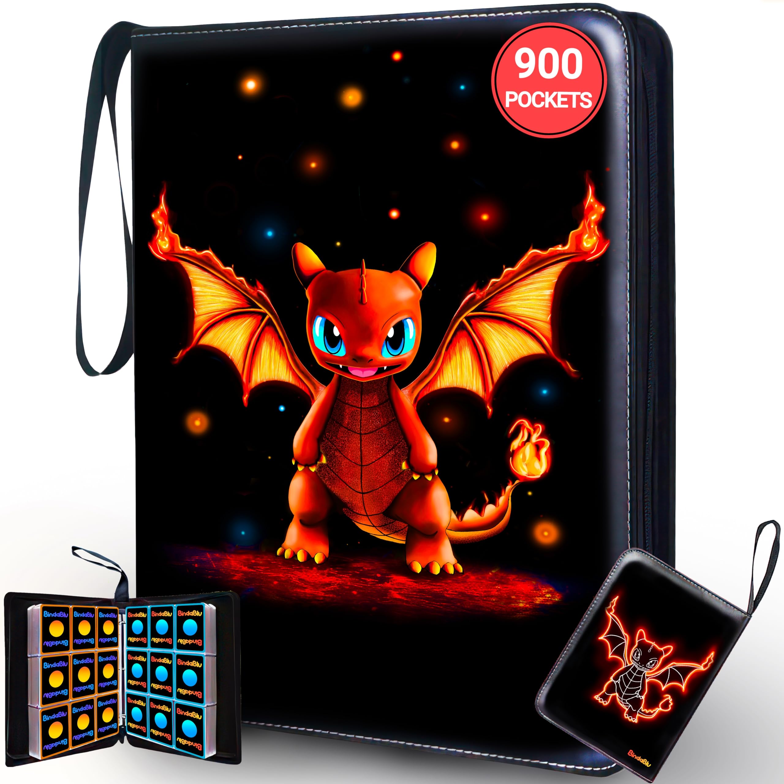 Amazon.com: Bindablu Trading Card Binder | Premium Card Album for TCG &  Sports Cards | 3-Ring Zipper Binder with Removable Sleeves for Standard  Size Cards