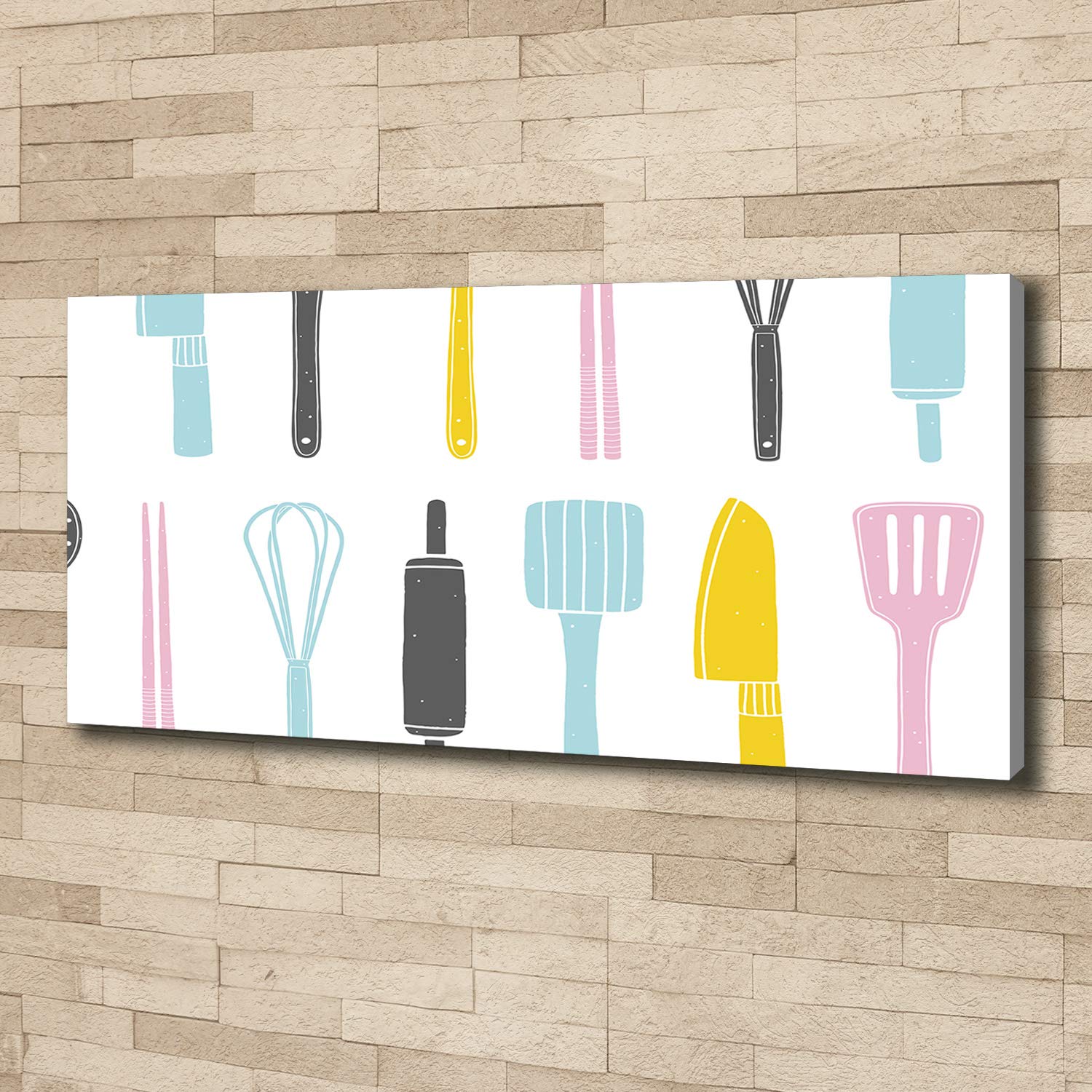 Tulup Tirages sur toile - art mural - tirages sur toile - thème d'image - 125x50 cm - Nourriture et boissons - Multicolore - Ustensiles De Cuisine
