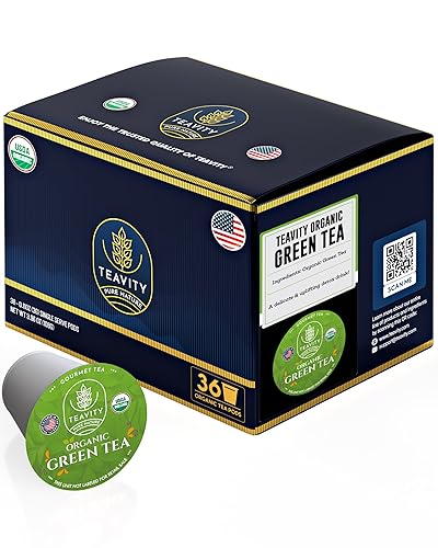 Miniatura 1 de Teavity - Cápsulas de té verde orgánico para Keurig, té verde sin azúcar para máquinas K Cup (36 cápsulas de té)