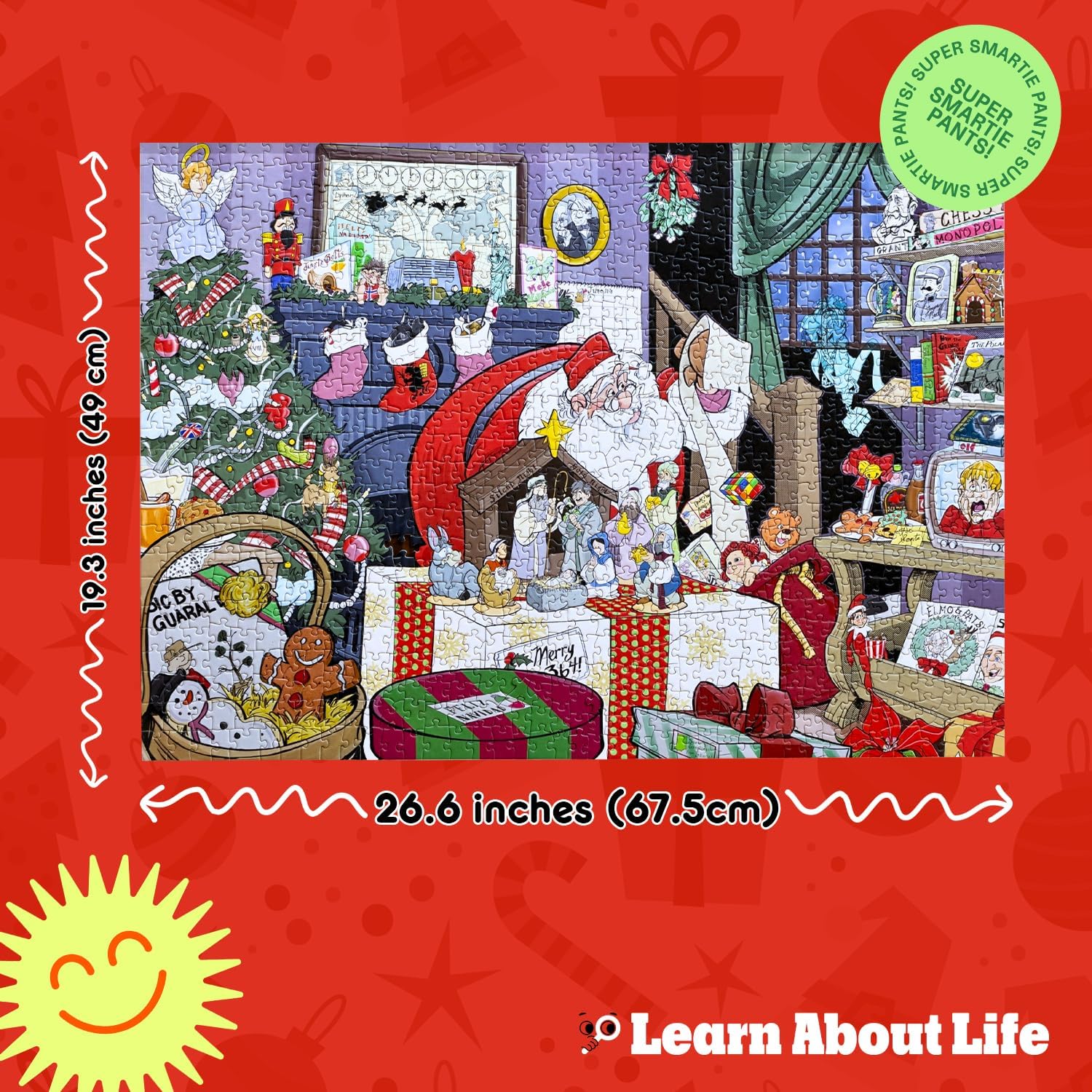 Learn About Life Christmas Trivia Puzzle – 1000-Piece Holiday Jigsaw with Festive Christmas Trivia, Challenging Family Puzzle, 19.3" x 26.6" Completed Size for Holiday Fun & Gift Giving Ideas