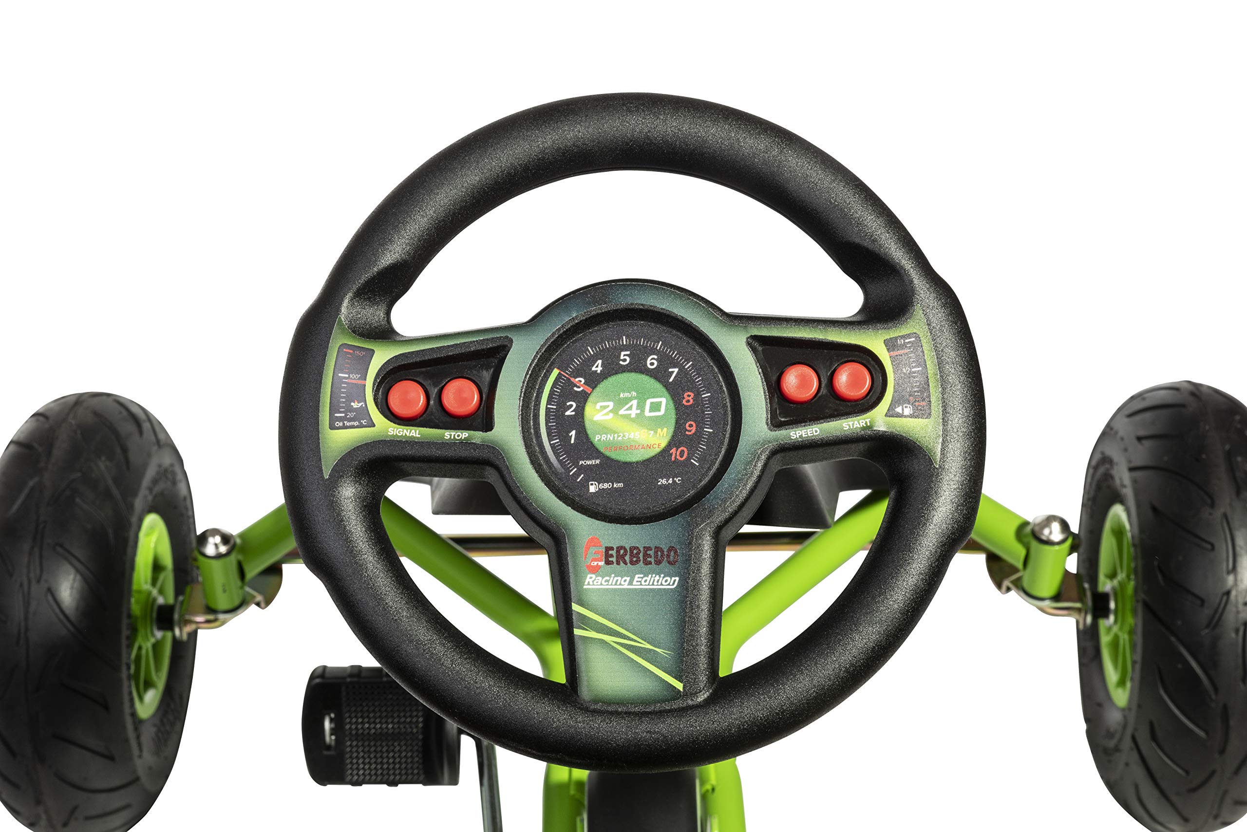 Ferbedo Go AR 8G (Gokart/Kart in schwarz/grün, mit Soundlenkrad und Luftbereifung, ab ca. 5-11 Jahre) 112005