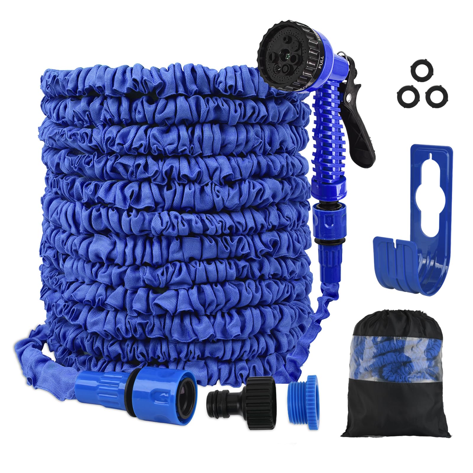 SENTAIMAO Expandable Hosepipes,30m 100ft Garden Hose Pipe for Garden Flexible Garden Hose with 7 Function Spray Gun,Extendable Water Hose Retractable Magic Hose Pipe for Gardening Car Washing (Blue)